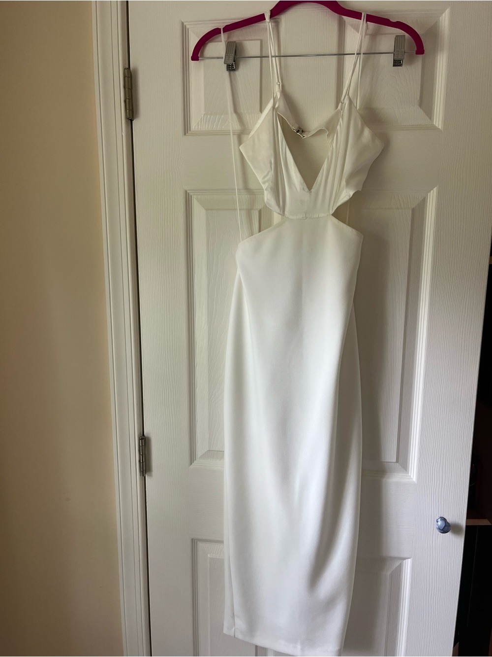Abercrombie & Fitch White Midi Cutout Slip Dress